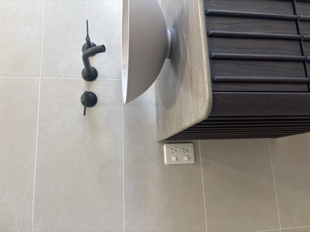 Power point and lighting installed in a Gold Coast bathroom
